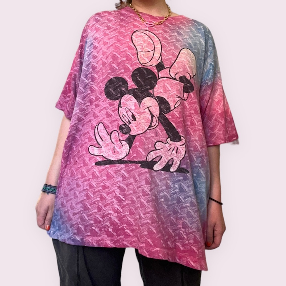 90s vintage Mickey tie dye texture tee